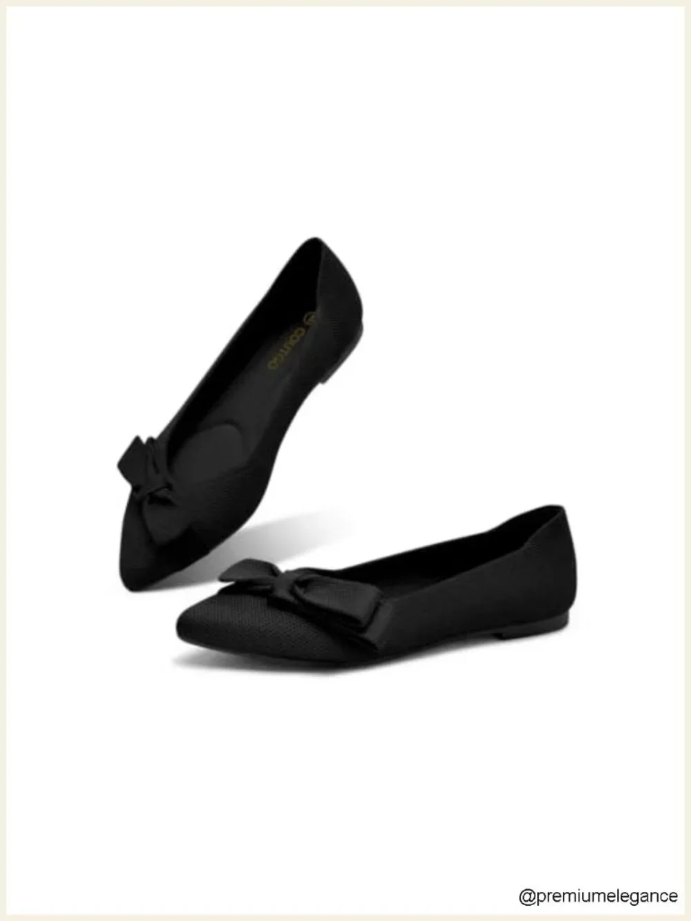 Women's Knit Ballet Flats Bow Pointed Toe Slip On Work Casual Comfort Shoes